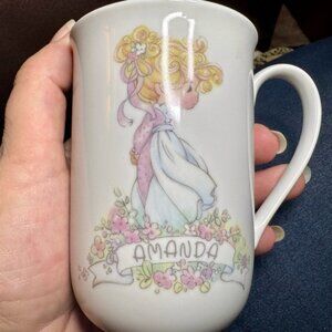 Enesco 1990 Amanda White and Pink Floral Mug for Dining